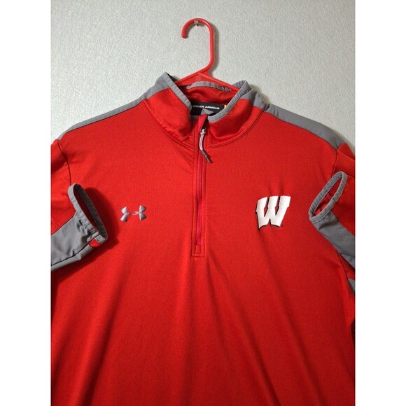 Under Armour  1/4 Zip Men’s L Loose Cold Gear Infrared Fleece Wisconsin Badgers - Picture 2 of 8